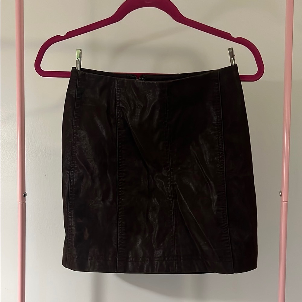 Free people Brown leather pencil skirt